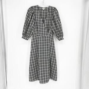 A New Day Puff Sleeve Gingham Wrap Dress Size XS